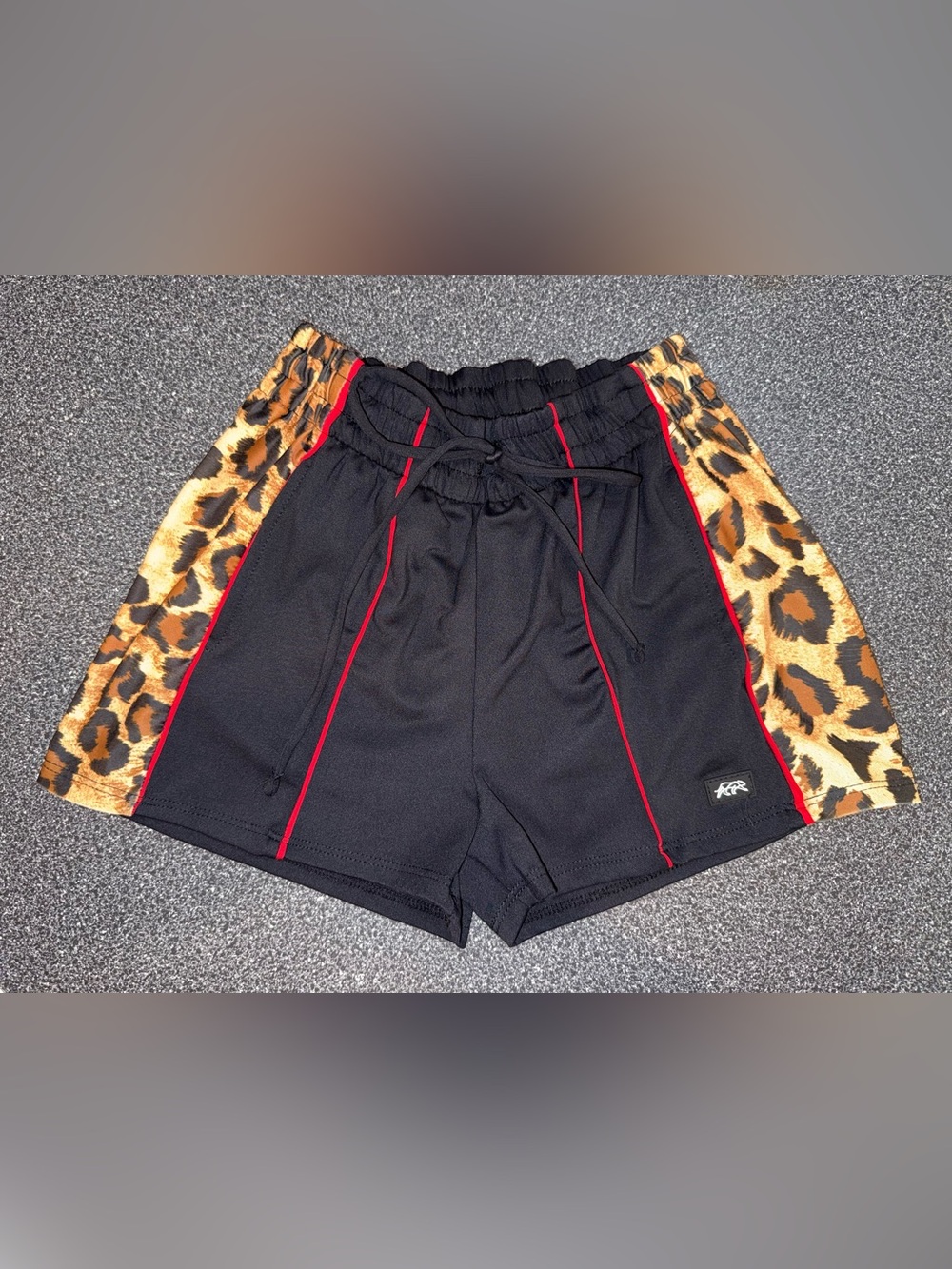 Tiger Friday Dance Black Athletic Shorts w/Leopard Sides Size Child X-Large